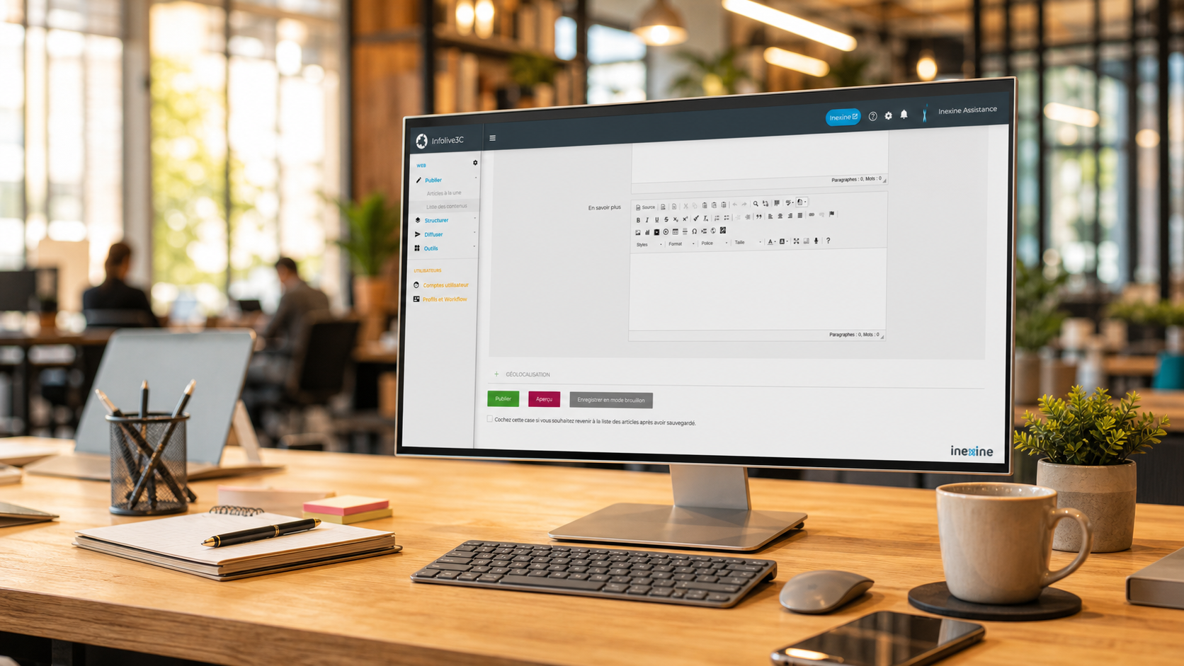 Interface de publication d'un article
